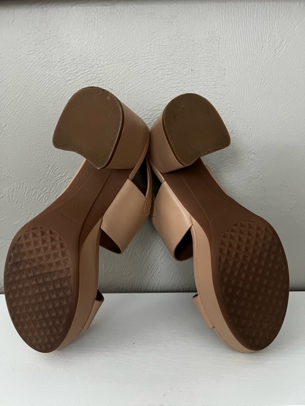 AEROSOLES Nude  Camilla Wide-Strap Block Heel Sandals - Picture 3 of 5
